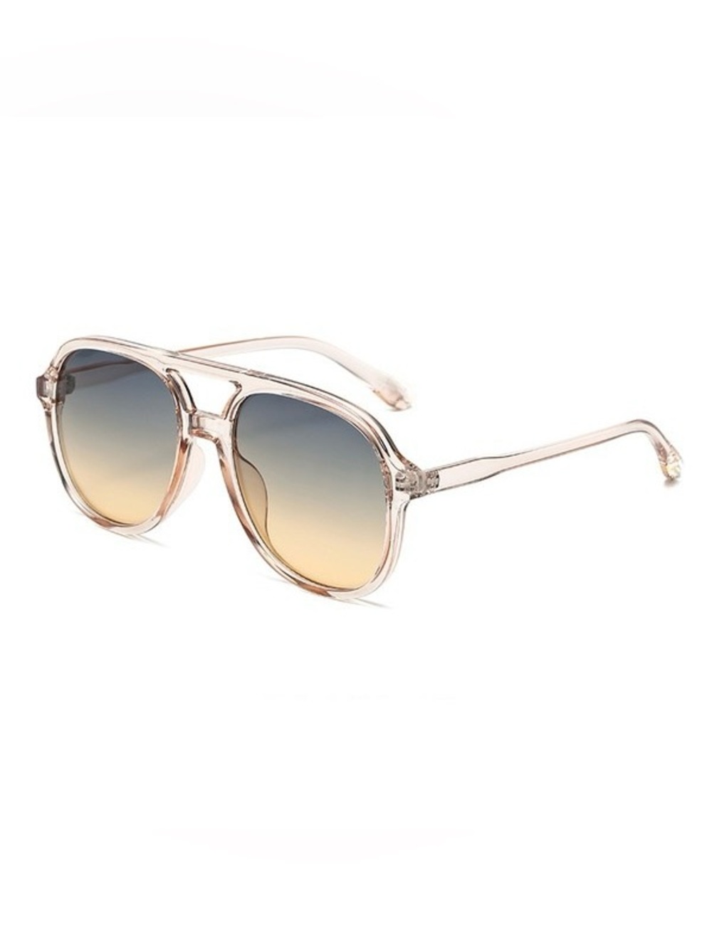 Oversized Clear Blush Aviator Sunglasses | Amber Blue Gradient Lenses